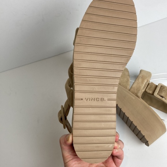 Vince Skylar Sandals Sz 10 Dune Beige Neutral Suede Elevated Basic Quiet Luxury - Picture 10 of 15